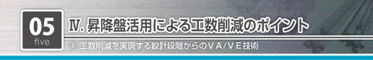 昇降盤活用による工数削減のポイント　工数削減を実現する設計段階からのVA/VE技術