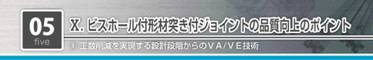 ビスホール付形材付き付ジョイントの品質向上のポイント　工数削減を実現する設計段階からのVA/VE技術